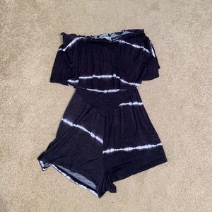 Charlotte Russe strapless navy and white romper
